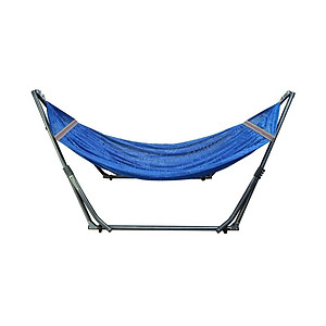 Võng xếp khung thép cao cấp VINANOI KVT32 kèm lưới võng cỡ đại màu xanh dương