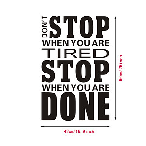 Decal dán tường tạo động lực - Sticker trang trí văn phòng, bàn làm việc mẫu "Don't Stop" (66 x 43 cm)