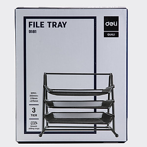 Khay Đựng Tài Liệu 3 Tầng Deli, Đen - E9181