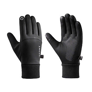 Găng tay nam mùa đông cảm ứng lót nỉ lông cực ấm lòng bàn tay chống trượt cao cấp GTN89