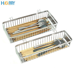 Khay đựng đũa muỗng có 2 móc treo inox 304 Hobby Home Decor KM