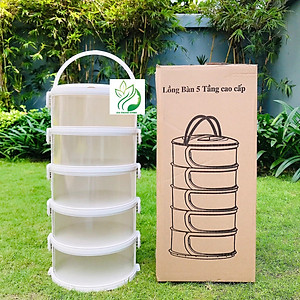Lồng Bàn Đa Tầng, Khay Hộp Đậy Thức Ăn 5 Tầng MẪU CÓ TAY CẦM - Giữ Nhiệt Chống Bụi Côn Trùng Tiện Dụng, khay đậy thực phẩm hộp đựng thức ăn LOẠI LẮP SẴN