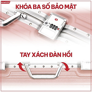 Vali khung nhôm khóa sập Bamozo 9066 size 20/24/28 inch cao cấp bịt 4 góc kim loại chống va đập bảo hành 5 năm
