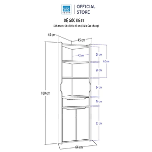 Tủ Gỗ Góc Tường Hình Tam Tam Giác Phù Hợp Đặt Tại Phòng Ăn, Phòng Bếp, Phòng Khách SIB DECOR KG31