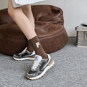 Vớ Thể Thao In Chữ P , Phong Cách Hàn Quốc Độc Đáo Thời Trang Thu Đông Mới Cho Nữ