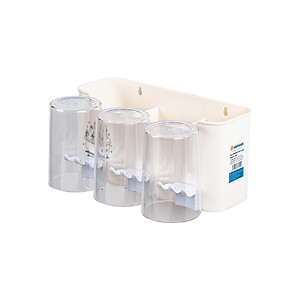 Bộ cắm bàn chải 3 cốc nhựa Việt Nhật - khay kệ để bàn chải, cốc và kem đánh răng kèm miếng dán siêu chắc ( tặng kèm sticker) - HÀNG VIỆT NAM 