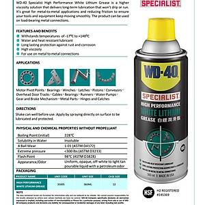 Dầu nhớt bôi trơn tác dụng cao WD-40 Specialis High Performance White Lithium Grease (360ml)