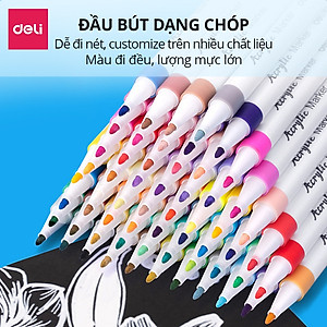 [MỚI] Bút Sơn Acrylic Marker Deli THÊM 80% MỰC - 12/24/36/48/64 Màu Tô Trên Mọi Chất Liệu DIY Vẽ Giày Vải Chai Lọ Nhựa