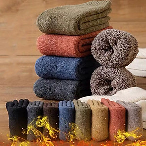 Combo 5 đôi Tất len nam lót bông dày dặn dành cho mùa đông (vớ nam dày lót bông đi tuyết)