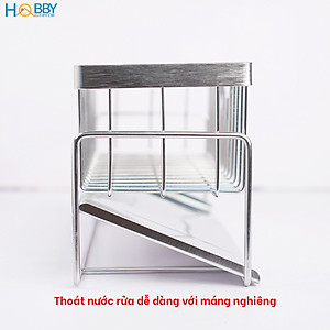 Kệ để đồ rửa chén gác bồn mẫu lớn inox 304 Hobby Home Decor KRC9