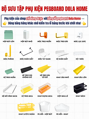 Phụ kiện hộp bút + khay đựng + kệ L ngắn + kệ L Dài + móc treo Dola Home - Phụ kiện bảng lỗ Pegboard kim loại