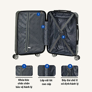 Vali Du Lịch LUG SATACO S20/S24/S28 MD24185 Nhựa ABS Hạn Chế Trầy Xước, Khóa Số Bảo Mật An Toàn