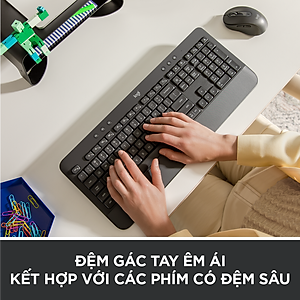 Bàn Phím Không Dây Logitech Signature K650 - Nhỏ gọn, gác tay tích hợp, tương thích Mac , Bluetooth & USB Bolt - Hàng chính hãng