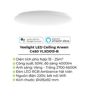  Đèn Led Ốp Trần Thông Minh Yeelight Arwen C - 50W - Led RGB hắt trần - Hàng Chính Hãng - Bản Quốc Tế Mihome Global