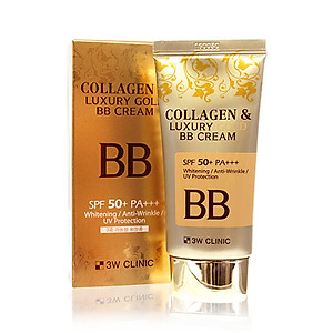 Kem nền trang điểm 3 trong 1 3W Clinic Collagen & Luxury Gold BB Cream SPF50+ PA+++ 50ml
