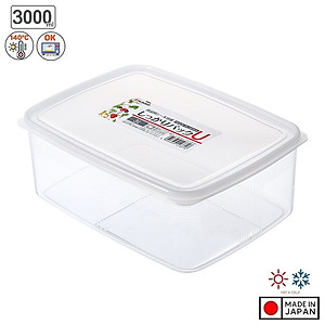 Combo 03 Hộp nhựa Nakaya 3L bảo quản thức ăn trong tủ lạnh, có nắp mềm - Hàng nội địa Nhật Bản