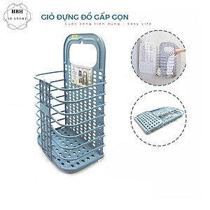 Giỏ gấp gọn đựng đồ treo tường nhựa VIỆT NHẬT kèm 1 móc dán chịu lực - giỏ đa năng đựng quần áo, đồ chơi, đồ ăn,...00540