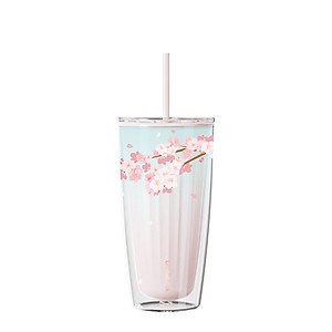Ly nhựa 2 lớp Cherry Blossom Double wall Cold Cup LocknLock HAP522 - Kèm ống hút - Dung tích 750ml