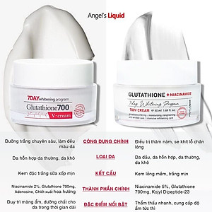 Kem Dưỡng Trắng Da Cấp Ẩm Đa Tầng Angel's Liquid 7 Day Whitening Program Glutathione 700 V-Cream 50ml