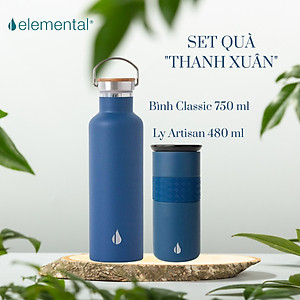 [Quà tặng cao cấp-Thương hiệu Mỹ] Set hộp quà tặng Sinh nhật, set Thanh Xuân, bình giữ nhiệt và ly giữ nhiệt Elemental cao cấp