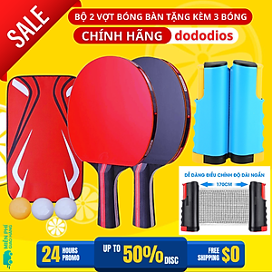 Combo 2 Vợt Bóng Bàn Tặng Kèm 3 Quả Bóng Bàn + Kẹp Trụ Lưới Bóng Bàn Rút Gọn Nhựa ABS 1,7m Chính Hãng dododios