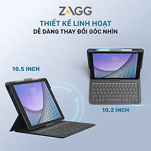 Ốp lưng kèm bàn phím ZAGG Messenger Folio 2 iPad 10.2/10.5" - 103007169 - Hàng chính hãng