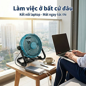Quạt Để Bàn Tích Điện Kachi MK443 – Gió Turbo Mạnh Mẽ, Xoay 360 Độ, Thiết Kế Di Động Đa Năng - hàng chính hãng