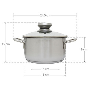 Nồi Inox 430 Fivestar Standard 3 Đáy Nắp Kính- Nồi Luộc Gà Cao Cấp Đủ Các Kích Thước( 16/18/20/24/26/28/30/32cm)- Dùng Được Các Loại Bếp- Hàng Chính Hãng