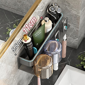 Giá treo để bàn chải đánh răng VANDO gắn tường tiện lợi, kệ nhà tắm để cốc, mỹ phẩm, chất liệu cao cấp sơn tĩnh điện