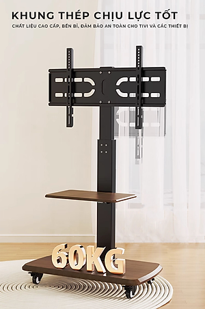 Giá treo tivi di động khung thép không gỉ phù hợp nhiều loại tivi có kệ để đồ thương hiệu IGA - GM173
