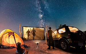 Máy chiếu mini Apollo 11-New 2021,Led tivi 4800 lumen,  Android TV 9.0, Pin 5200mAh, 150inch, hỗ trợ 4K- Hàng chính hãng