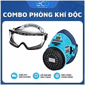 [COMBO] Mặt nạ Koken G7 Nhật Bản phòng khí độc, phun thuốc & Kính chống văng bắn, chống đọng hơi sương Delta Plus Pháp