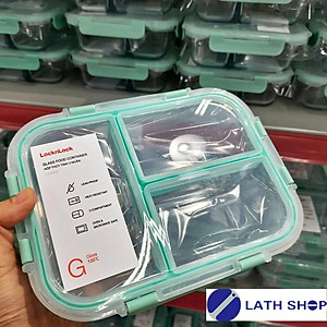Hộp thủy tinh 3 ngăn Lock&Lock Glass Food Container dung tích 1040ml LLG458