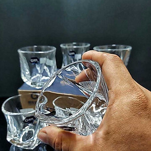 Ly Uống Rượu Tây 150ML (bộ 6 cái) kiểu xoắn thủy tinh cao cấp đế dày – Bộ Ly Thủy Tinh siêu trong