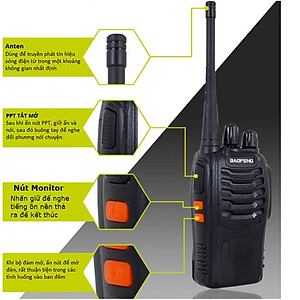 Bộ đàm Sothing Baofeng BF-888S bắt song xa đến 5km, dung lượng pin 1500mAh- Hàng chính hãng