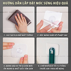 COMBO 5 Móc Sừng Nhựa Treo Giỏ Đựng Quần Áo Nhà Tắm Dán Tường Hamart Treo Đồ Đa Năng Tấm Lớn Siêu Dính