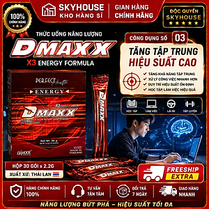 DMAXX thức uống bổ sung vitamin năng lượng không đường DAMODE 3 gói dùng thử màu đỏ