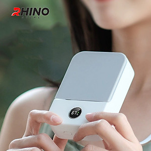 Quạt gió mini cầm tay Rhino F302 tích điện, 3 mức độ gió, pin 2000 mAh kèm dây treo - Hàng chính hãng