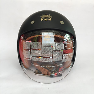 Nón bảo hiểm 3/4 kính âm Royal M139 Đen nhám cao cấp Lót tháo rời, che hết mặt