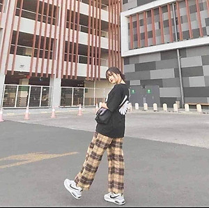 quần caro ống rộng dành cho nam