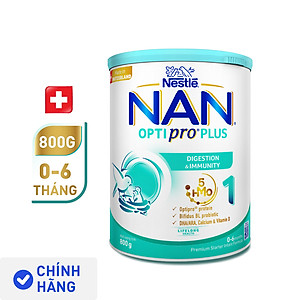 Sữa bột Nestlé NAN OPTIPRO PLUS 1 800g/lon với 5HMO Sản Xuất Tại Thụy Sĩ (0 - 6 tháng)