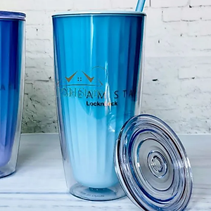 Ly nhựa 2 lớp LocknLock kèm ống hút Dream star Double wall cold cup 750ml HAP522