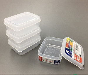 Combo 2 sản phẩm set 04 hộp chia thức 100ml và 70ml, không sản sinh ra các hoạt chất gây hại trong quá trình sử dụng - nội địa Nhật Bản 