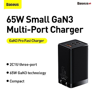 Bộ sạc nhanh đa năng Baseus GaN3 Pro 65W- hàng chính hãng
