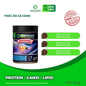 Thức ăn Cá Rồng GREENABC - Protein 40, tăng size, tăng màu, tăng đề kháng, vảy rực rỡ - Hộp 350g