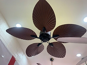 Quạt trần có đèn trang trí cánh lá, đẹp và sang trọng, rất mát kèm điều khiển từ xa