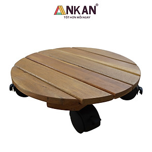 Đế Lót Chậu Cây Có Bánh Xe Thương Hiệu ANKAN, Đế Để Chậu Cây, Có Bánh Xe, Mặt Tròn Bằng Gỗ Tràm, Màu Vàng Đường Kính 30 Cm, Tải Trọng 80kg - Dễ Dàng Đẩy Cây Ra Ngoài Phơi Nắng, Dọn Dẹp Sân Vườn Khi Trời Mưa