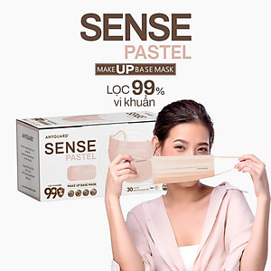 Hộp Khẩu Trang Y Tế ANYGUARD SENSE MAKE UP BASE Lọc 99% Vi Khuẩn, Màu Sắc Trendy, An Toàn Da Nhạy Cảm Dành Cho Người Lớn (Hộp 30 Chiếc Hồng Cam Đất)