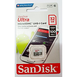 Thẻ Nhớ microSDHC SanDisk Ultra 32GB UHS-I - 100MB/s (New 2020) - Hàng Nhập Khẩu