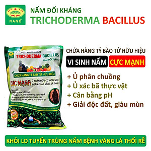 1kg Chế phẩm vi sinh Trichoderma TRIBAC. Nấm Đối Kháng cực mạnh. Ngăn chặn tuyến trùng, nấm bệnh gây vàng lá thối rễ. Ủ phân chuồng hoai mục